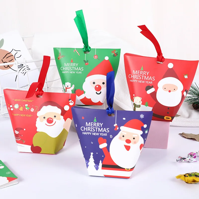

Бумажный Рождественский Подарочный пакет, новые бумажные пакеты, упаковка для конфет и печенья, новогодние пакеты 2022 года, сувениры для дет...