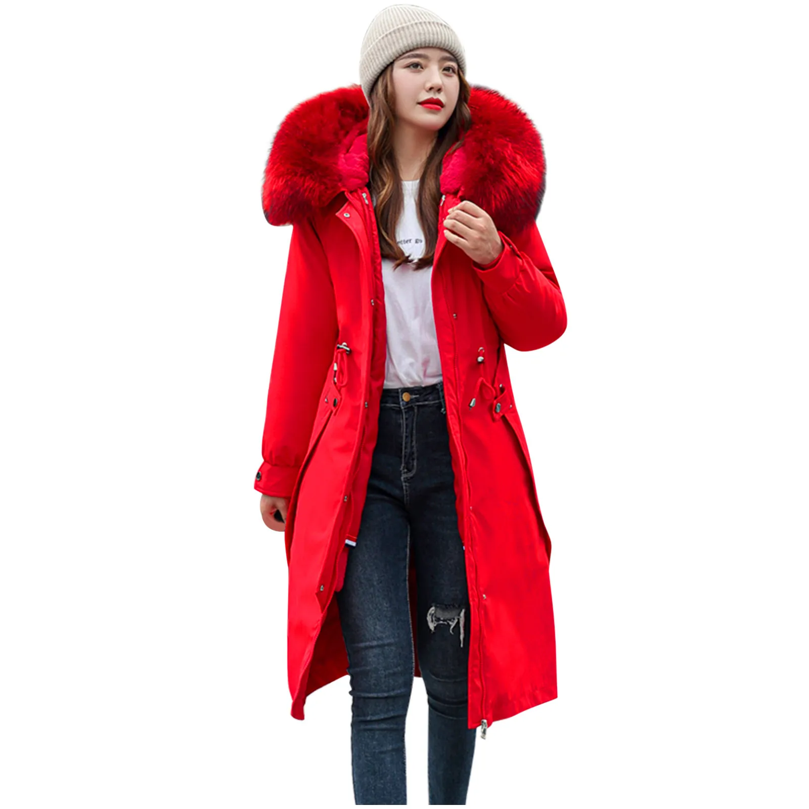 Women's Winter Coat Down Padded Jackets Mid-length Waist Solid Color Hooded Collar Padded Long Sleeve Jacket Winter Coat 
Women's Winter Coat Down Padded Jackets Mid-length Waist Solid Color Hooded Collar Padded Long Sleeve Jacket Winter Coat