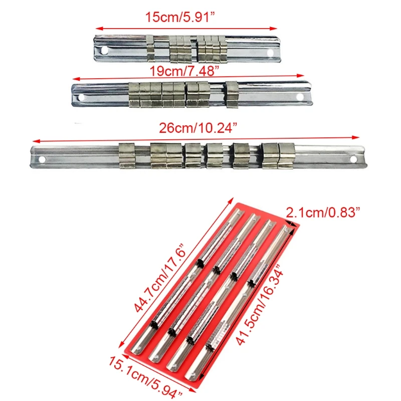 1/4 Inch 3/8 Inch 1/2 Inch Socket Rack Holder Snap Rail Tool Organizer Storage Clip Tray Set Best-selling hot-selling products
1/4 Inch 3/8 Inch 1/2 Inch Socket Rack Holder Snap Rail Tool Organizer Storage Clip Tray Set Best-selling hot-selling products
