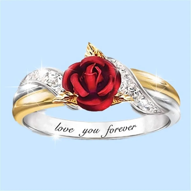 Milangirl Elegant Gold Two-color Crystal Red Rose Flower Elegant Temperament Women Wedding Fashion Statement Finger Rings Gift
Milangirl Elegant Gold Two-color Crystal Red Rose Flower Elegant Temperament Women Wedding Fashion Statement Finger Rings Gift