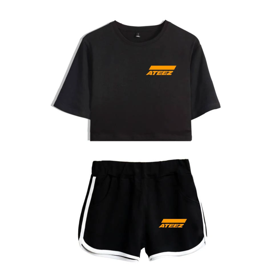 High Quality Summer Beautiful Girls Hot Sexy Two Pieces sets ATEEZ T-shirts short Pants Dew navel Sport Girls Short Sleeve Suits
High Quality Summer Beautiful Girls Hot Sexy Two Pieces sets ATEEZ T-shirts short Pants Dew navel Sport Girls Short Sleeve Suits