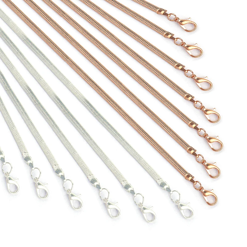 2pcs/lot 42cm Bulk Chains Sliver KCgold Snake Chain Blade Chain Necklaces Chains With Lobster Clasps For Women Jewelry DIY
2pcs/lot 42cm Bulk Chains Sliver KCgold Snake Chain Blade Chain Necklaces Chains With Lobster Clasps For Women Jewelry DIY