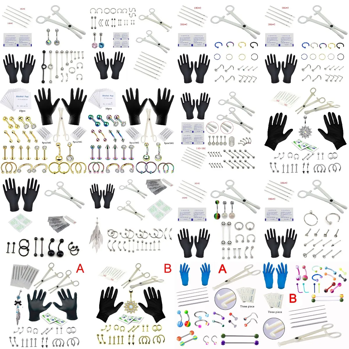 1set Tongue Eyebrow Nose Belly Button Body Piercing Tool Piercing Rings Clamp Gloves Needles Tool Kit Ear Plug Prong Studs
1set Tongue Eyebrow Nose Belly Button Body Piercing Tool Piercing Rings Clamp Gloves Needles Tool Kit Ear Plug Prong Studs