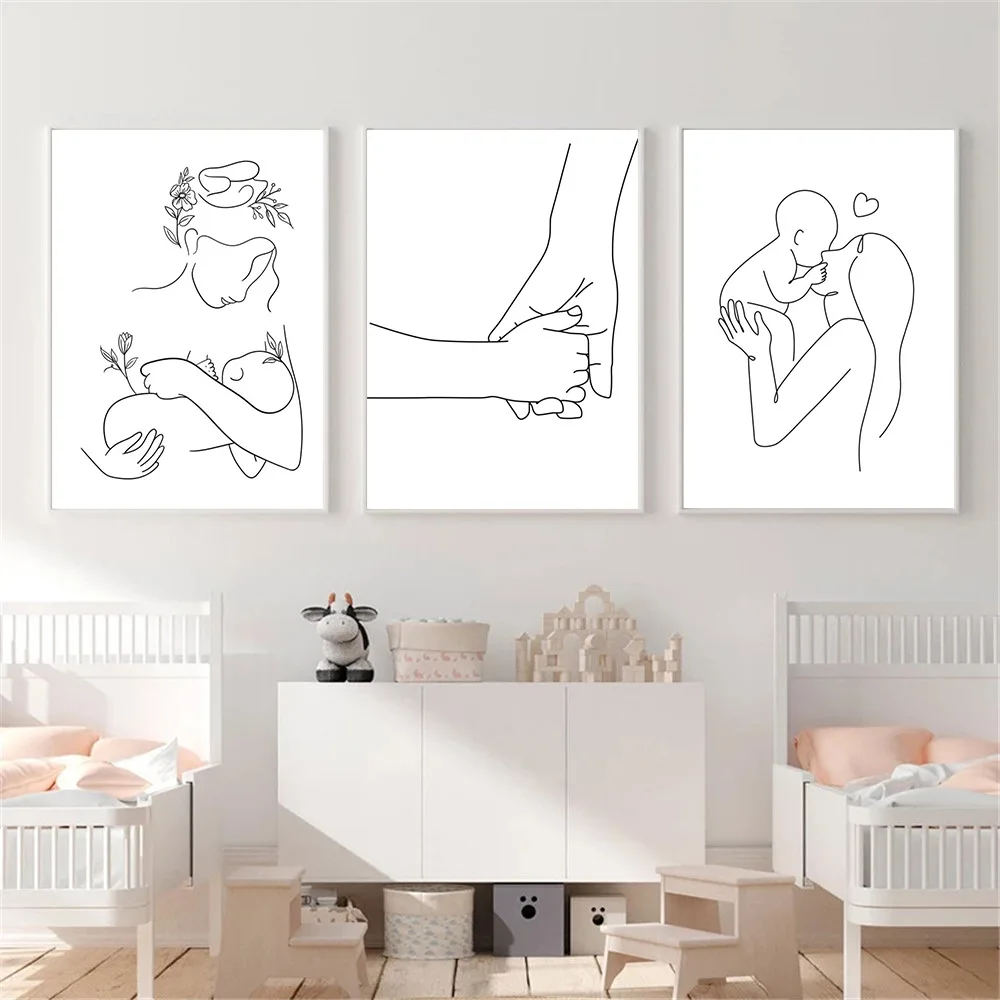Family Portrait Art Abstract Line Drawing Canvas Poster Mom Baby Wall Art Print Hands Painting Wall Pictures Living Room Decor 
Family Portrait Art Abstract Line Drawing Canvas Poster Mom Baby Wall Art Print Hands Painting Wall Pictures Living Room Decor