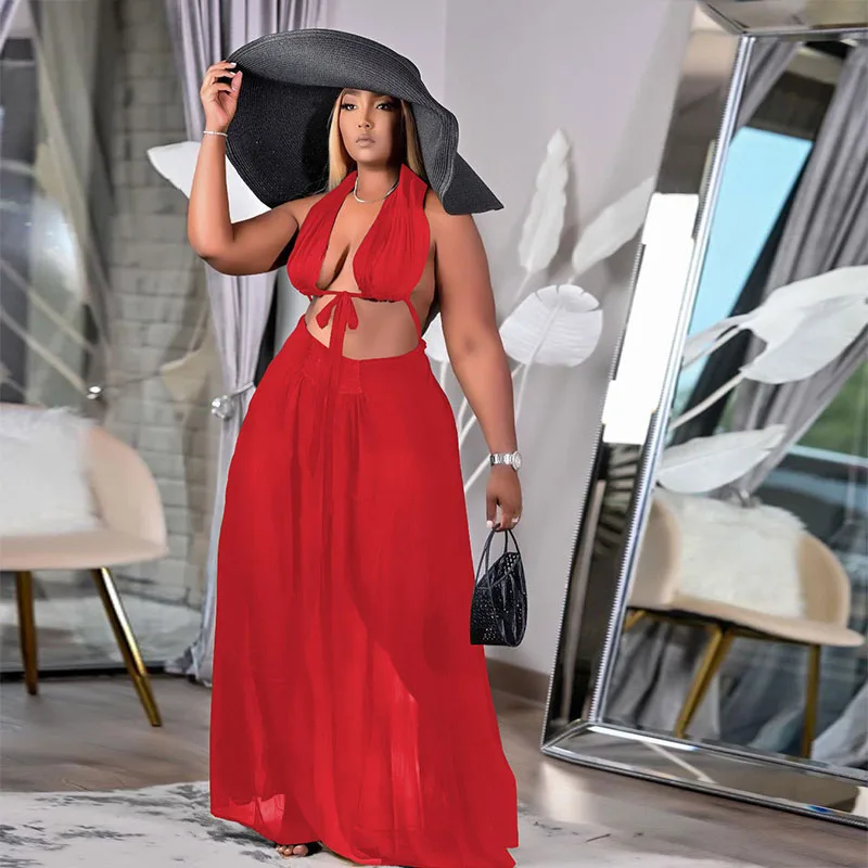 Chiffon Bandage Sleeveless Y2k Two Piece Set Women Lace Up Crop Top and Maxi Skirt Sexy Streetwear Harajuku Dress Suit
Chiffon Bandage Sleeveless Y2k Two Piece Set Women Lace Up Crop Top and Maxi Skirt Sexy Streetwear Harajuku Dress Suit