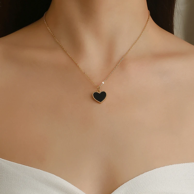 Romantic Black Heart-shaped Pendant Necklace Charming Gold Stainless Steel Women's Party Jewelry Elegant Valentine's Day Gift
Romantic Black Heart-shaped Pendant Necklace Charming Gold Stainless Steel Women's Party Jewelry Elegant Valentine's Day Gift