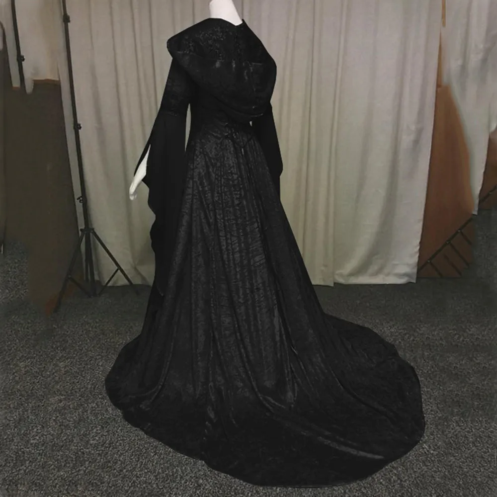 Women's Fashion Long Sleeve Hooded Medieval Dress Floor Length Cosplay Dress robe femme maxi dresses women vestido
Women's Fashion Long Sleeve Hooded Medieval Dress Floor Length Cosplay Dress robe femme maxi dresses women vestido