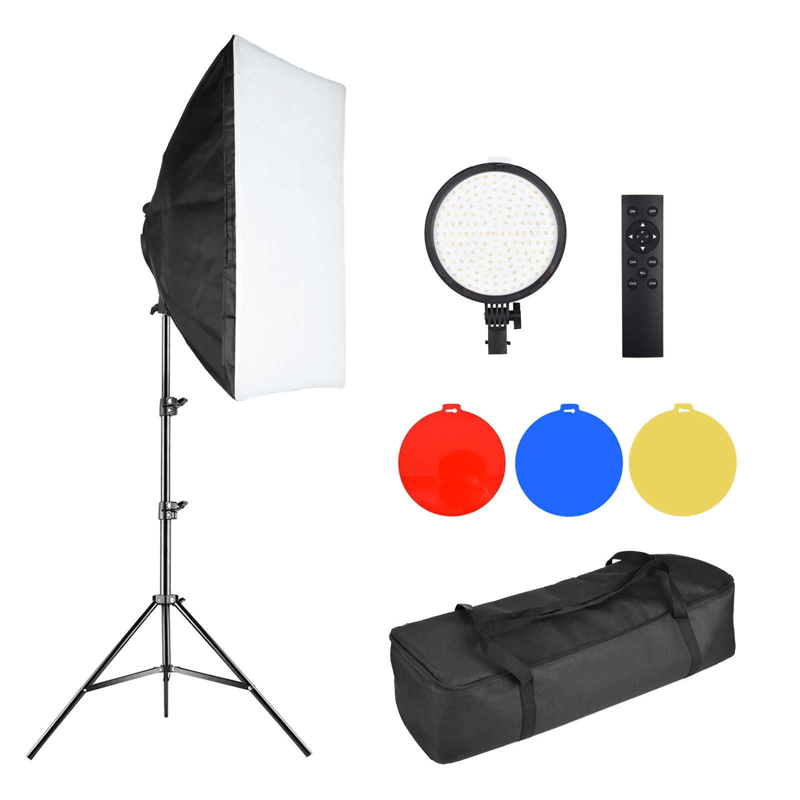 45W Studio Softbox LED Light 50x70cm Softbox+3200K-5600K LED Fill Light+Color Filters*3+2M Light Stand+Remote Control+Carry Bag
45W Studio Softbox LED Light 50x70cm Softbox+3200K-5600K LED Fill Light+Color Filters*3+2M Light Stand+Remote Control+Carry Bag