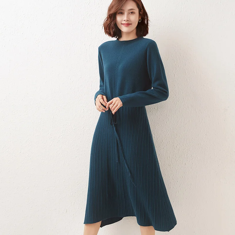 2021 Autumn/Winter Women Dress 100% Australian Wool Knitting Jumpers Long-Style Loose O-Neck Short-Sleeve Dresses Female Clothe
2021 Autumn/Winter Women Dress 100% Australian Wool Knitting Jumpers Long-Style Loose O-Neck Short-Sleeve Dresses Female Clothe