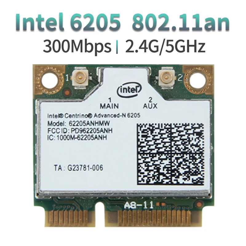 2 4G/5 ГГц Беспроводные адаптеры для Intel Centrino Advanced-N 6205 62205an 62205hmw 300 Мбит/с Половина