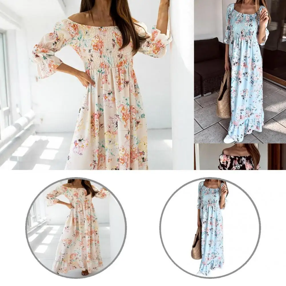 Elegant Dress Floral Print Ankle-Length Bohemia Waist Tight 3/4 Sleeve Maxi Dress Maxi Dress Ladies Clothing
Elegant Dress Floral Print Ankle-Length Bohemia Waist Tight 3/4 Sleeve Maxi Dress Maxi Dress Ladies Clothing