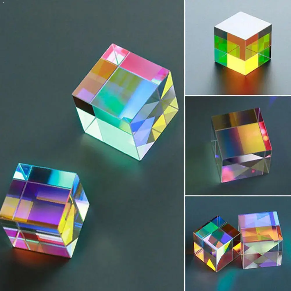 

Двуцветные Стекло оптический Цвет X-Cube четырехсторонняя пресс-полированная Стекло 5*5*5 мм K9 Радужная Призма куб эксперимент по обучению P8T9