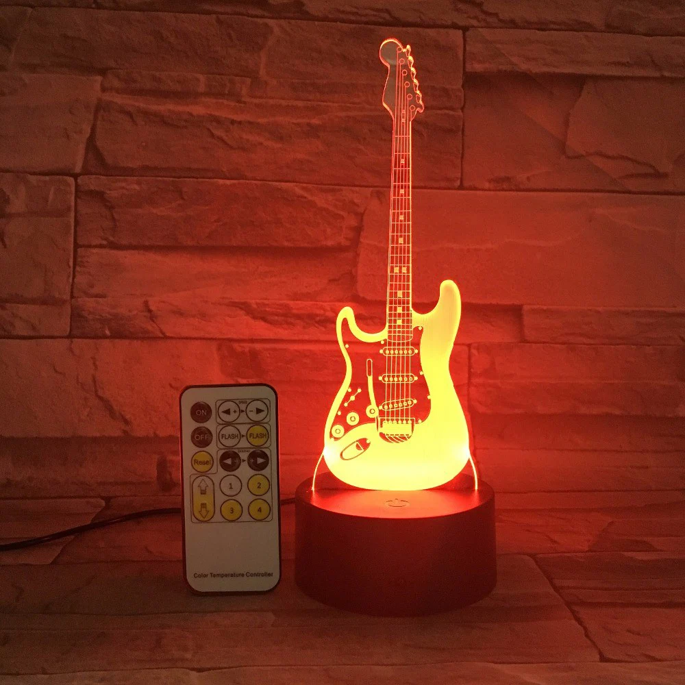3D Guitar Night Light 7 Color Change LED Remote Guitar Shape Atmosphere Lamp USB Touch Control Switch Indoor Lamp Decorations
3D Guitar Night Light 7 Color Change LED Remote Guitar Shape Atmosphere Lamp USB Touch Control Switch Indoor Lamp Decorations