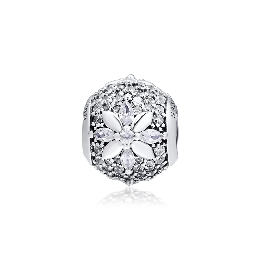 

CKK Sparkling Snowflake Charms Fits Europe Original Bracelet 925 Sterling Silver Zirconia Beads for Jewelry Making perles