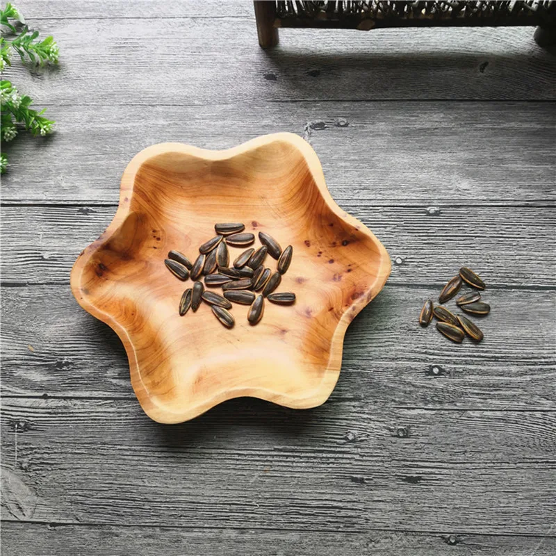 Flower Shape Solid Wood Dried fruit plates Food Fruit Cake Dessert Dinner Plate Dishes Storage
Flower Shape Solid Wood Dried fruit plates Food Fruit Cake Dessert Dinner Plate Dishes Storage
