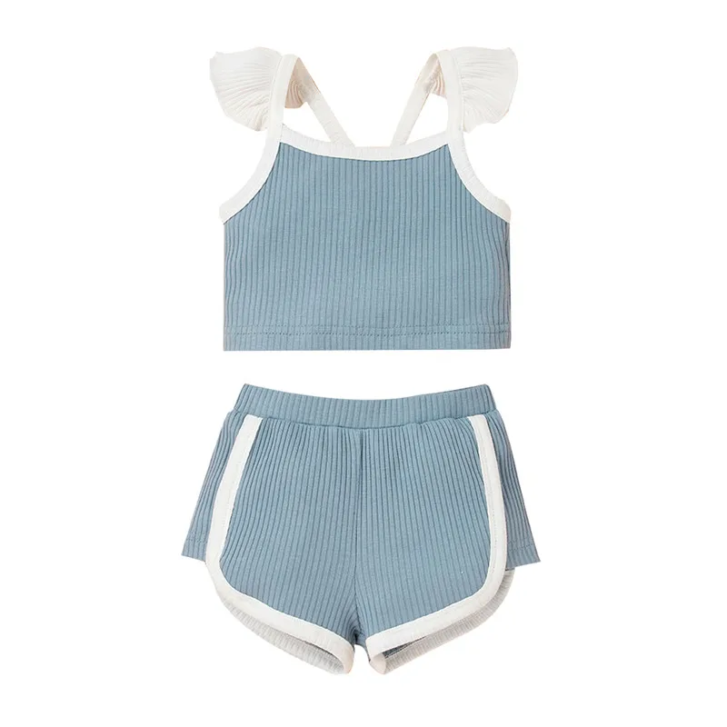 0-18M Baby Girl's Two Piece Set, Newborn's Sweet Fly Sleeve Square Neck Ribbed Tops Elastic Shorts for Infants
0-18M Baby Girl's Two Piece Set, Newborn's Sweet Fly Sleeve Square Neck Ribbed Tops Elastic Shorts for Infants