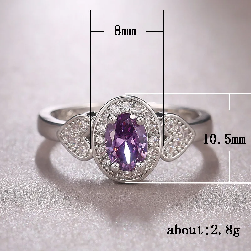 Luxury Women Wedding Jewelry Charming Purple Oval Heart Crystal Zircon Stone Trendy Engagement Party Ring Girlfriend Gift
Luxury Women Wedding Jewelry Charming Purple Oval Heart Crystal Zircon Stone Trendy Engagement Party Ring Girlfriend Gift