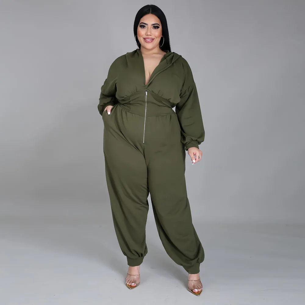SHZQ Drop-shipping Women Pure Color Casual Jumpsuits Autumn Fashion Zipper High Elastic Waist Loose Plus Size S-4XL Hooded Rompe
SHZQ Drop-shipping Women Pure Color Casual Jumpsuits Autumn Fashion Zipper High Elastic Waist Loose Plus Size S-4XL Hooded Rompe