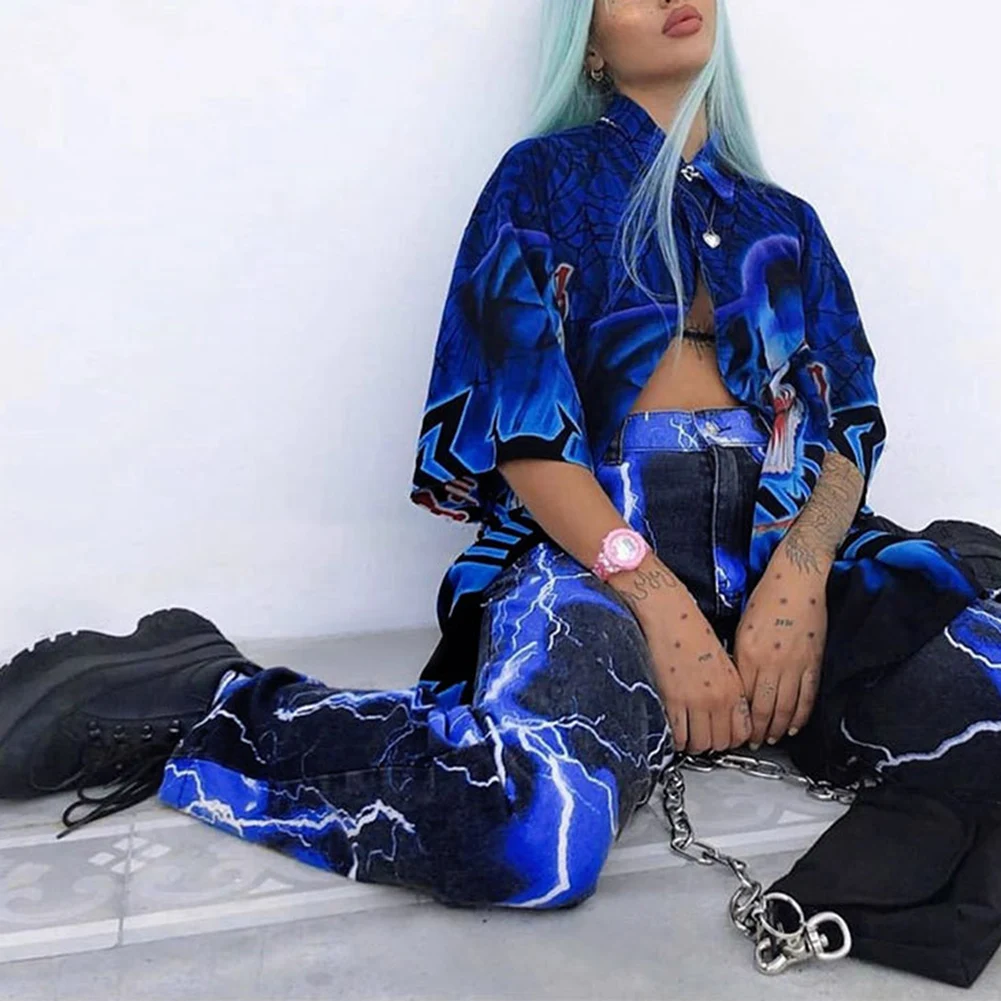 Брюки-карго женские с принтом молнии, повседневные джоггеры с завышенной талией, мешковатые штаны в стиле хиппи, уличная одежда 
Брюки-карго женские с принтом молнии, повседневные джоггеры с завышенной талией, мешковатые штаны в стиле хиппи, уличная одежда