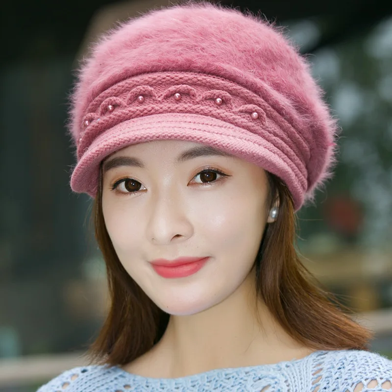Eyelid Pearl Rabbit Hair Cap, New Winter Female Wool Cap, Pure-colour Beret Duck Tongue Cap, Autumn And Winter Knitted Cap
Eyelid Pearl Rabbit Hair Cap, New Winter Female Wool Cap, Pure-colour Beret Duck Tongue Cap, Autumn And Winter Knitted Cap