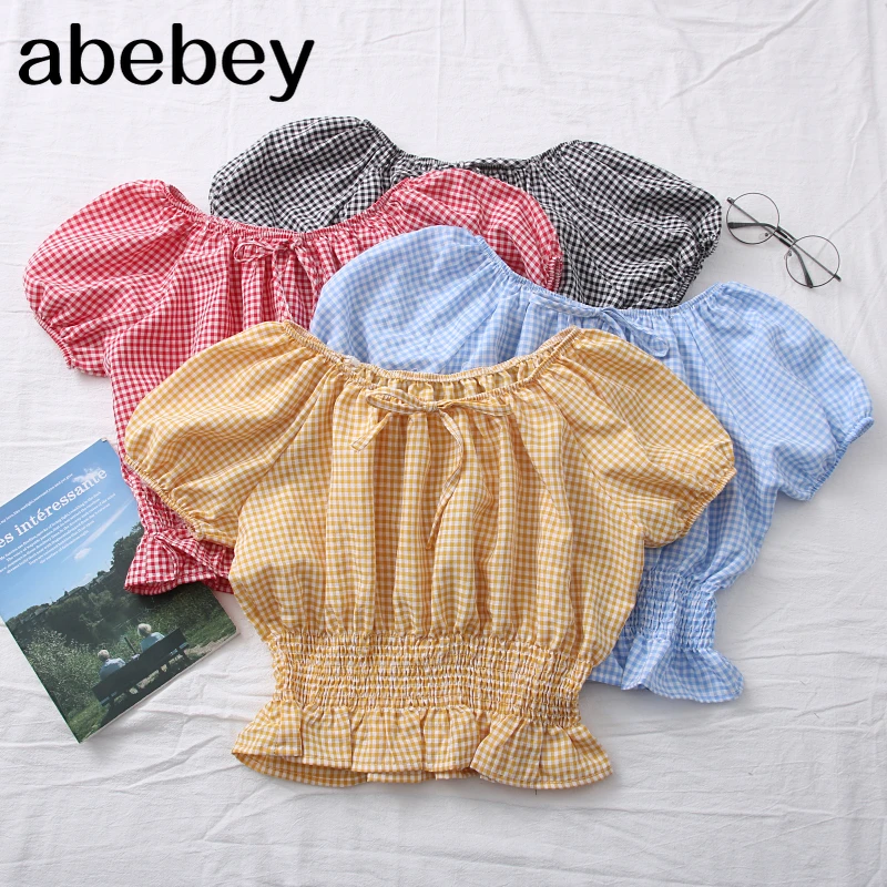2021 New Spring Summer Korean fashion versatile Plaid lace up bow Plaid short sleeve shirt blouse
2021 New Spring Summer Korean fashion versatile Plaid lace up bow Plaid short sleeve shirt blouse