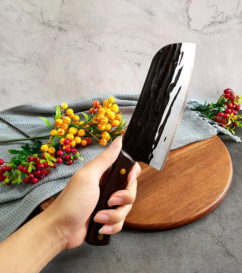 

Forged Stainless Steel Chef Knife Handmade Santoku Cleaver Sharp Professional Butcher Knife Utility Boning Vegetable Knives
