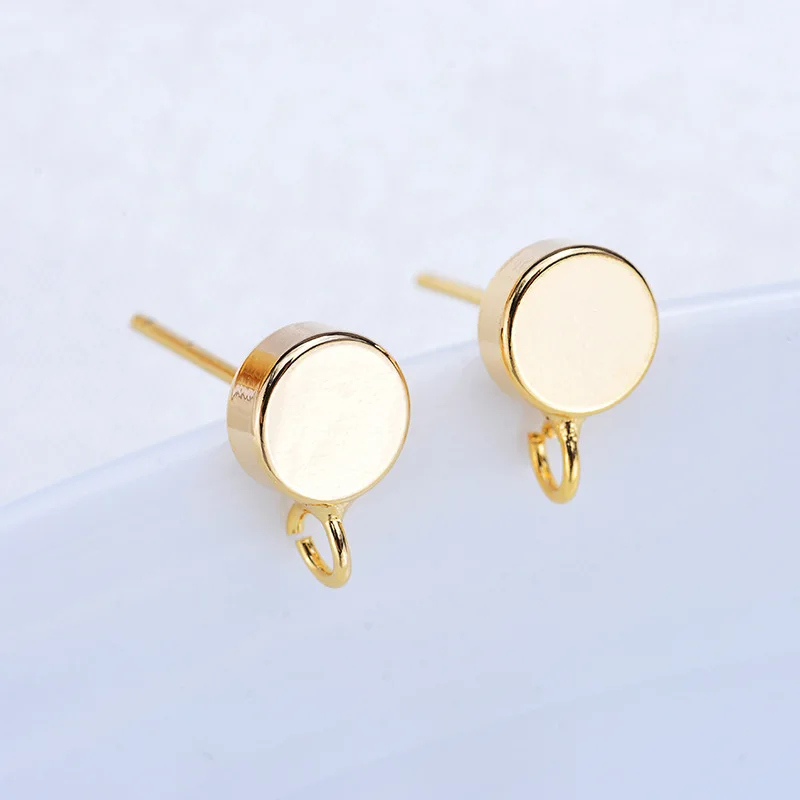 6Pcs Copper 14K Gold Plated Round Top Pad Stud Earrings Post Hooks DIY Handmade Jewelry Findings Supplies For Earring Making
6Pcs Copper 14K Gold Plated Round Top Pad Stud Earrings Post Hooks DIY Handmade Jewelry Findings Supplies For Earring Making