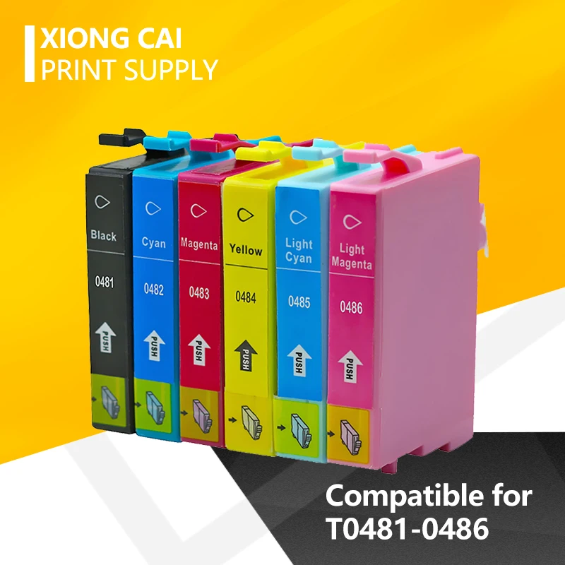 

T0481 compatible ink cartridge For Epson Stylus Photo R200 R220 R300 R300M R320 R340 RX500 RX600 RX620 RX640 Printer 6pcs Full