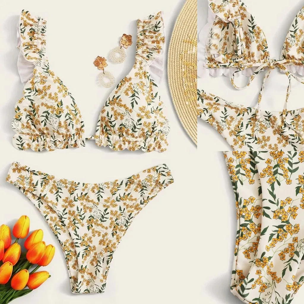 Floral Print Bikini Set Ruffle High Cut Women's Summer Sexy Two Piece Swimsuit Boho Push-Up Padded Biquini купальник 2021
Floral Print Bikini Set Ruffle High Cut Women's Summer Sexy Two Piece Swimsuit Boho Push-Up Padded Biquini купальник 2021