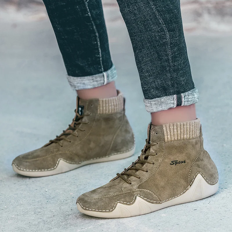 Мужские ботинки со шнуровкой дизайнерские замшевые для женщин осенне-зимние