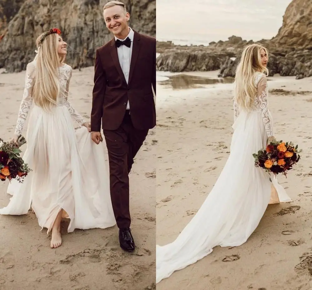 Charming Beach Wedding Dresses Long Sleeve Sweep Train Appliques Long Boho Country Garden Bridal Gowns Robe de mariée Vestido De
Charming Beach Wedding Dresses Long Sleeve Sweep Train Appliques Long Boho Country Garden Bridal Gowns Robe de mariée Vestido De