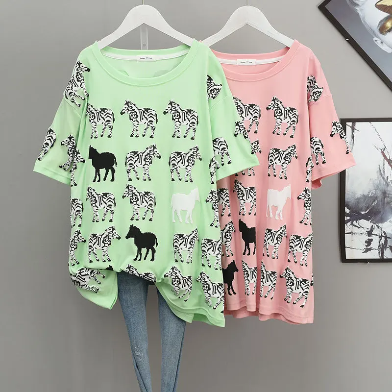 2022Summer Simple Green Loose Slimming Women Short Sleeved T-shirt Casual Zebra Print Stretch Cotton Top All-match Free Shipping
2022Summer Simple Green Loose Slimming Women Short Sleeved T-shirt Casual Zebra Print Stretch Cotton Top All-match Free Shipping