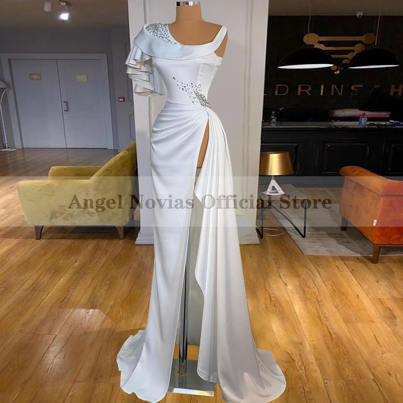 ANGEL NOVIAS Women's Long Abendkleider White Satin Evening Dresses with Slit Mermaid Prom Gowns 2021 robe de soiree
ANGEL NOVIAS Women's Long Abendkleider White Satin Evening Dresses with Slit Mermaid Prom Gowns 2021 robe de soiree