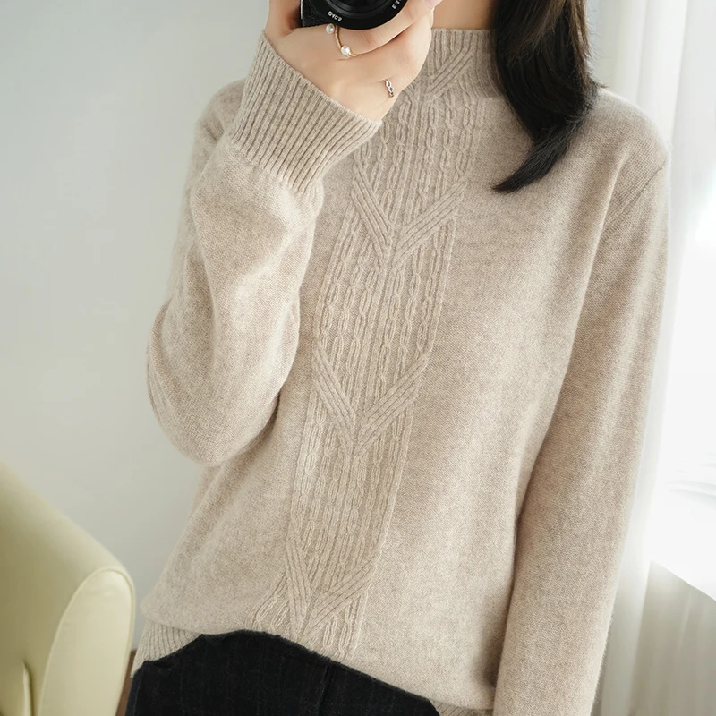 Hot sale ATTYYWS brand half high neck 100% pure wool sweater loose and comfortable long-sleeved knitted pullover cashmere Ms
Hot sale ATTYYWS brand half high neck 100% pure wool sweater loose and comfortable long-sleeved knitted pullover cashmere Ms