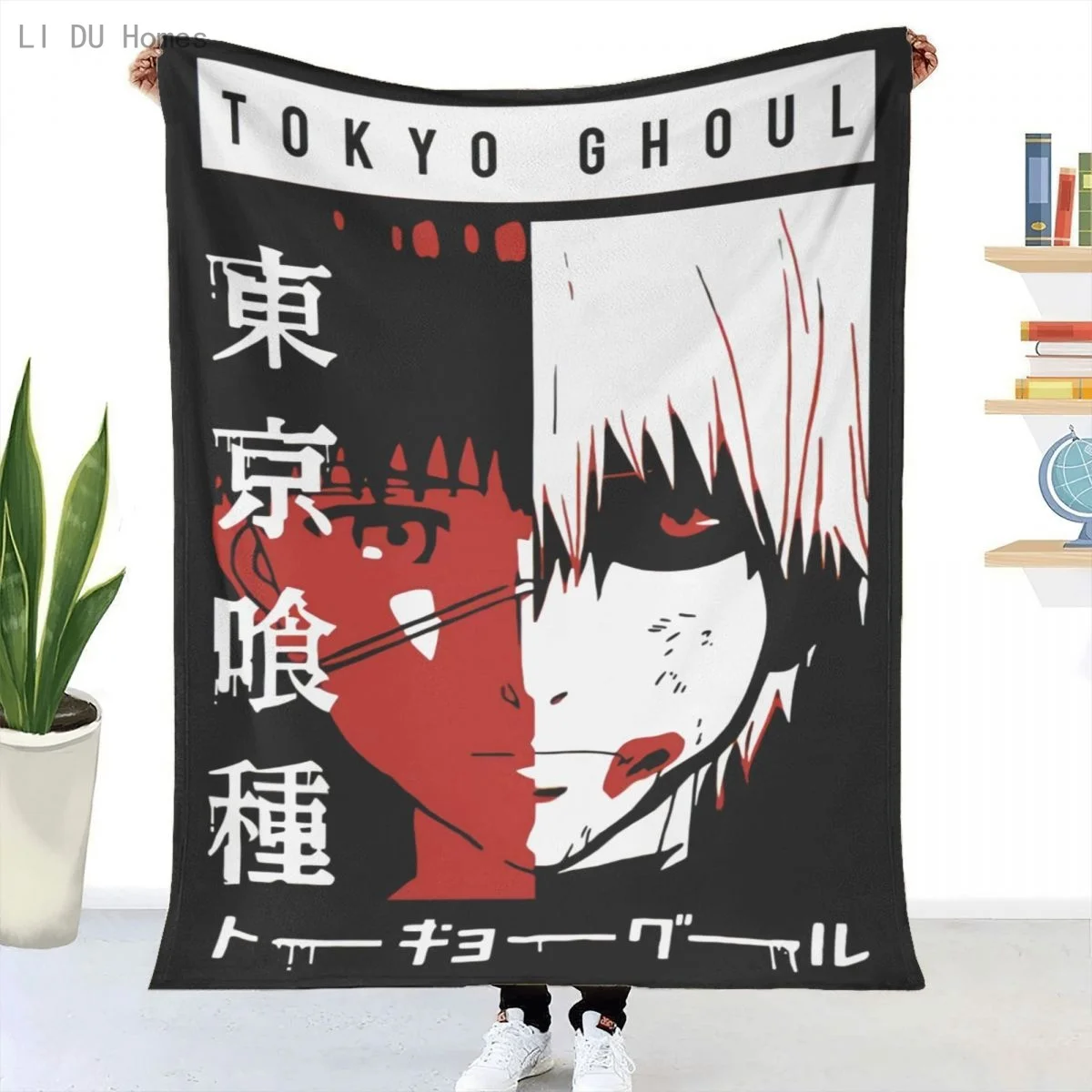 

Manta de franela a cuadros de Tokyo Ghoul, edredones estampados de Anime japonés, mantiene el calor, sofá, dormitorio, Sherpa, r