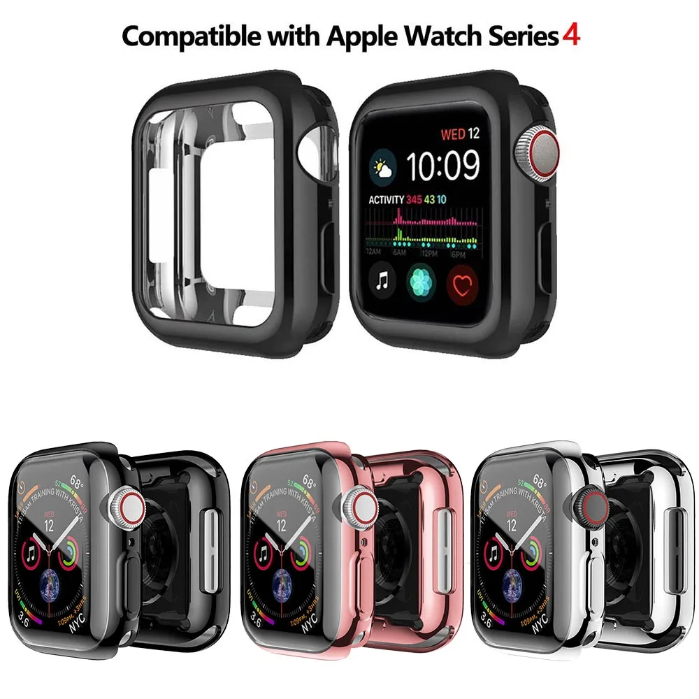 Мягкий чехол из ТПУ для Apple Watch Series 4 защита экрана розового золота и черного цвета