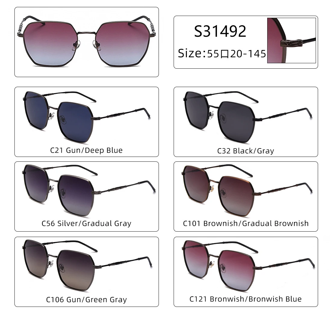 2021 Fashion Polarized Sunglasses Irregular Polygon Metal Sun Glasses UV400 Protection Eyewear For Men Women Driving Fishing
2021 Fashion Polarized Sunglasses Irregular Polygon Metal Sun Glasses UV400 Protection Eyewear For Men Women Driving Fishing