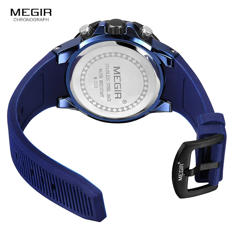 MEGIR Men Watches Luxury Blue Silicone Quartz Wristwatch Military Sport Chronograph Watch Man Relogios Masculino Clock Male 2121
MEGIR Men Watches Luxury Blue Silicone Quartz Wristwatch Military Sport Chronograph Watch Man Relogios Masculino Clock Male 2121