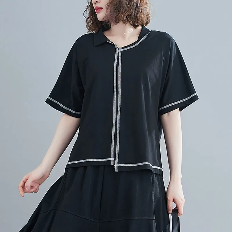 Women Cotton Casual T-shirts New Arrival 2021 Summer Simple Style Turn-down Collar Solid Color Loose Female Tops Tees S3758
Women Cotton Casual T-shirts New Arrival 2021 Summer Simple Style Turn-down Collar Solid Color Loose Female Tops Tees S3758