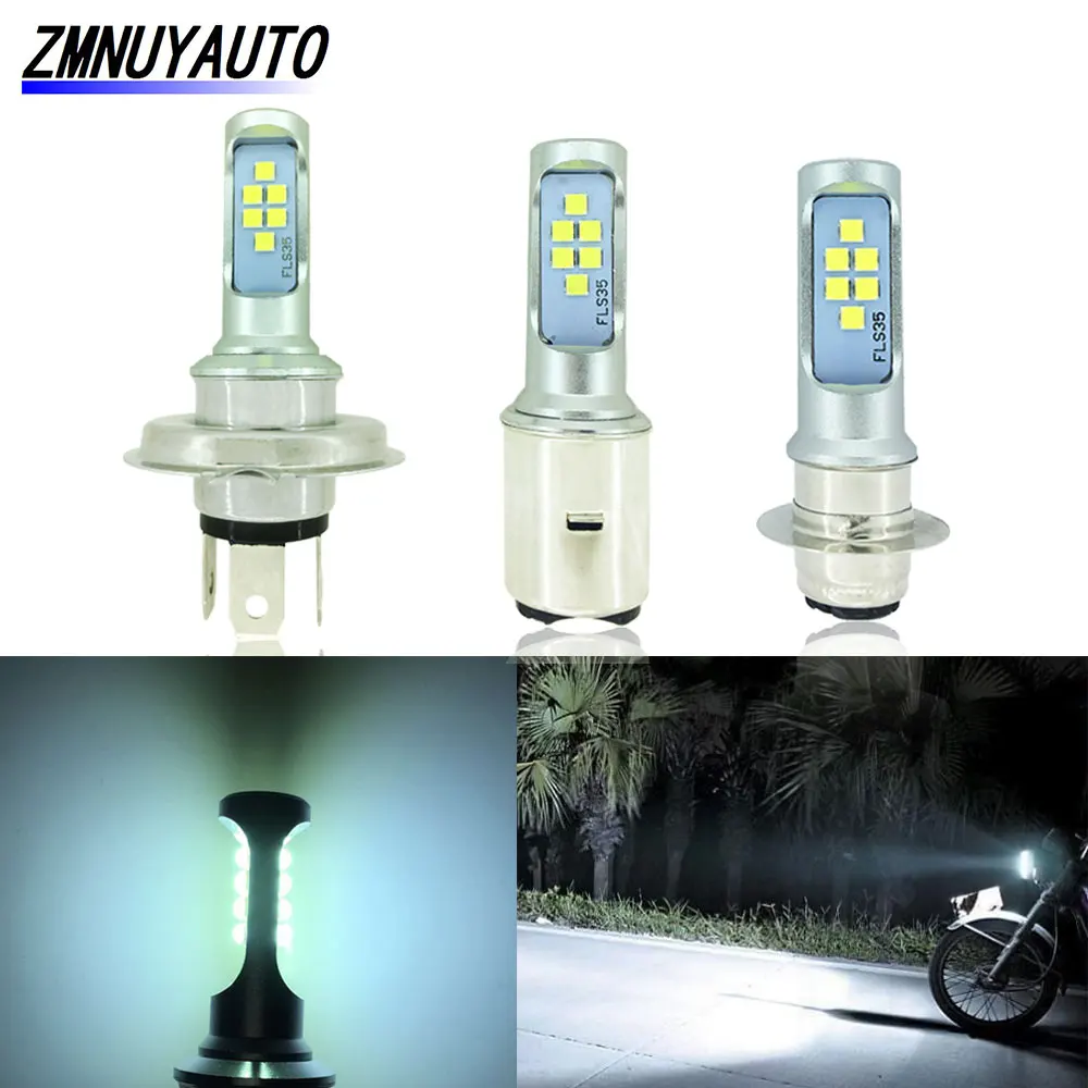 Фото Светодиодные лампы для мотоцикла BA20D H6 2 шт. светодиодные P15D H4 фары скутера DRL