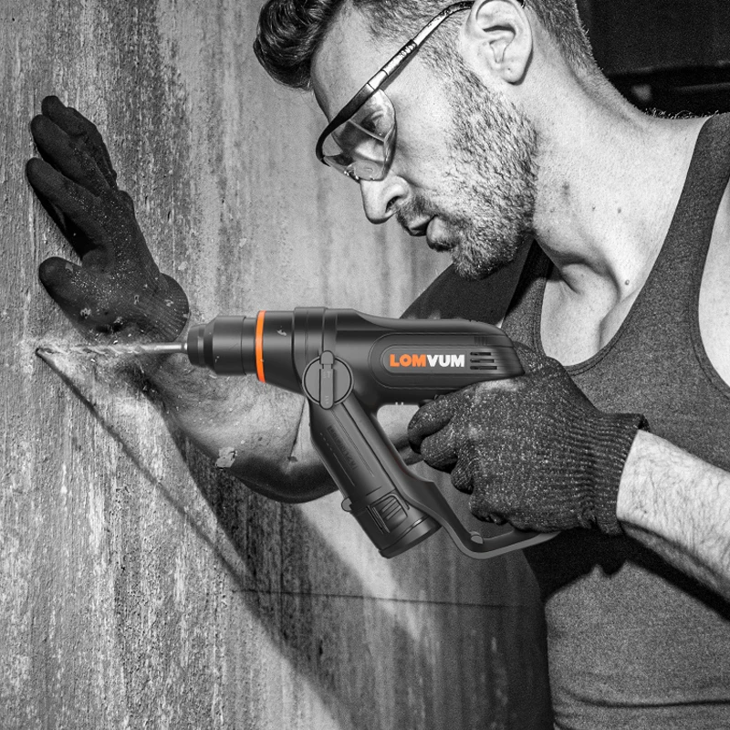 LOMVUM Electric Rotary Hammer Drill Electric Hammer Rechargeable Lithium Battery Accessories Electric Demolition Hammer Drill 
LOMVUM Electric Rotary Hammer Drill Electric Hammer Rechargeable Lithium Battery Accessories Electric Demolition Hammer Drill