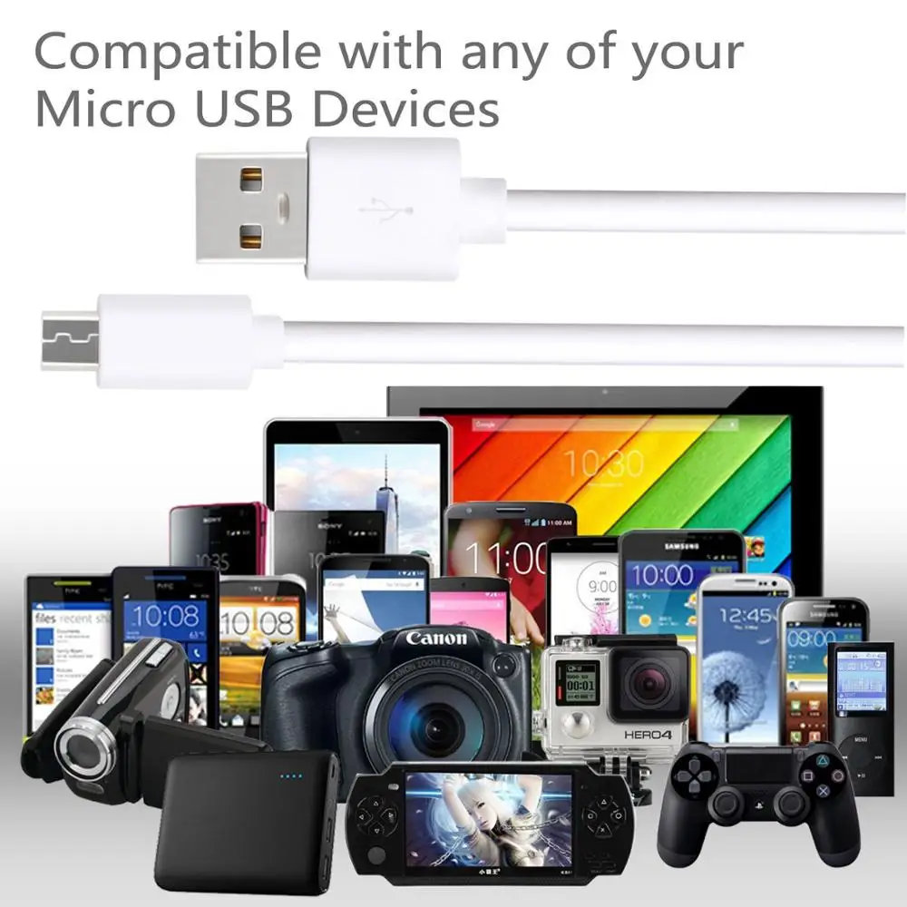 2.0 USB to Micro USB Cable WhiteAndroid Charger Cable Fast Charge,USB Micro Cable for Samsung Galaxy 7 S7 S6 Edge Kindle Fire
2.0 USB to Micro USB Cable WhiteAndroid Charger Cable Fast Charge,USB Micro Cable for Samsung Galaxy 7 S7 S6 Edge Kindle Fire