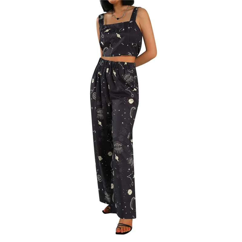 Women Casual Outfits Sexy Sleeveless Backless Two Piece Set Ladies Straps Top And Wide Leg Pants Suit Outfit
Women Casual Outfits Sexy Sleeveless Backless Two Piece Set Ladies Straps Top And Wide Leg Pants Suit Outfit