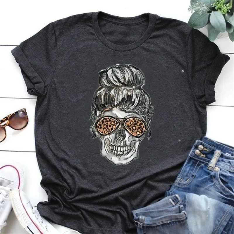 Leopard Skull Head Print Women T Shirt Short Sleeve O Neck Loose Women Tshirt Ladies Fashion Tee Shirt Tops Clothes Mujer
Leopard Skull Head Print Women T Shirt Short Sleeve O Neck Loose Women Tshirt Ladies Fashion Tee Shirt Tops Clothes Mujer