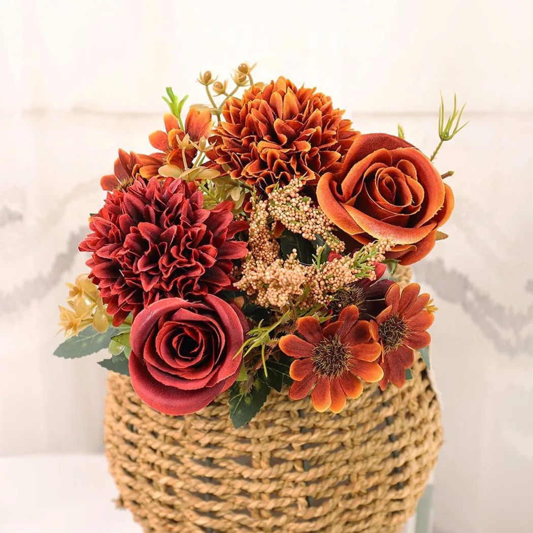 32cm Roses Daisy Hydrangea Artificial Flowers Bouquet With Some Decorations For Home Wedding Decoration Indoor
32cm Roses Daisy Hydrangea Artificial Flowers Bouquet With Some Decorations For Home Wedding Decoration Indoor