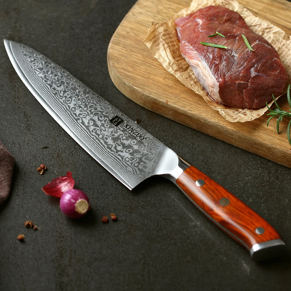 XINZUO 1PCS or 3PCS Kitchen Knife Sets Japanese forged Damascus Steel Chef Santoku Knives Stainless Steel Rosewood Handle
XINZUO 1PCS or 3PCS Kitchen Knife Sets Japanese forged Damascus Steel Chef Santoku Knives Stainless Steel Rosewood Handle