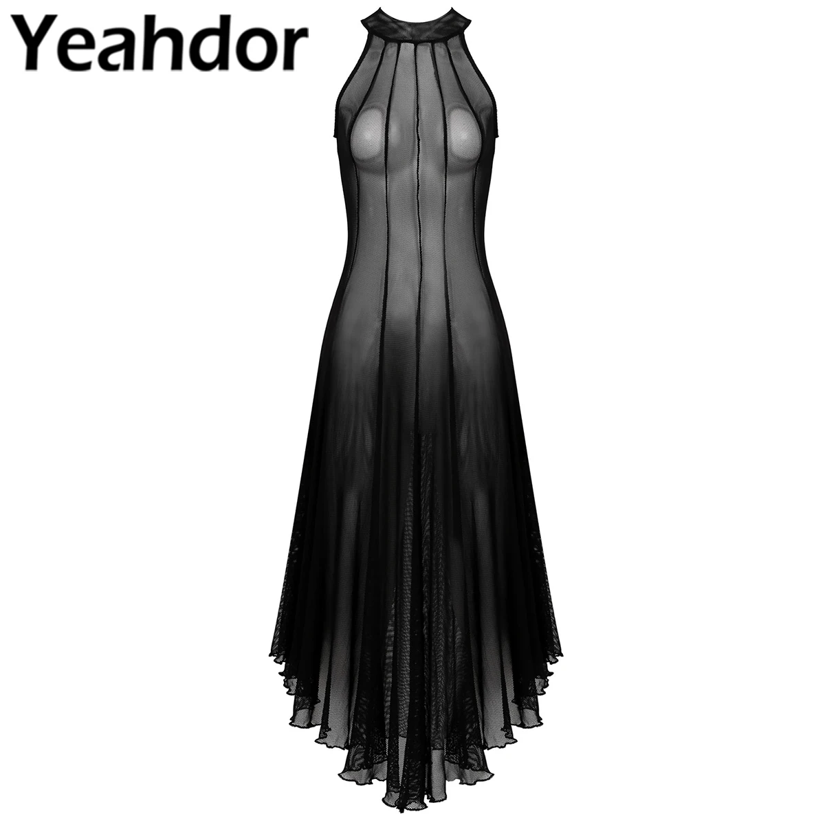Women Fashion Gothic See-through Mesh Dresses Punk Mock Neck Sleeveless Long Dress for Halloween Rock Concert Sexy Costume
Women Fashion Gothic See-through Mesh Dresses Punk Mock Neck Sleeveless Long Dress for Halloween Rock Concert Sexy Costume