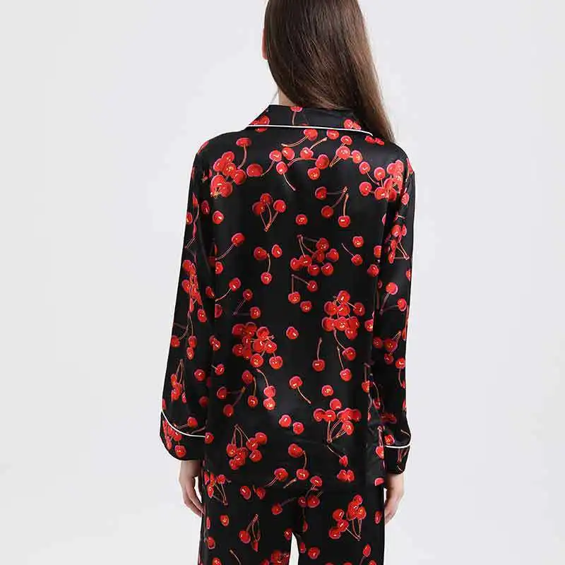 Summer New Ladies Cute Cherry Print Pajama Korean Casual Loose Long Sleeve Trousers Home Pajamas Set Black Plus Size Lingere
Summer New Ladies Cute Cherry Print Pajama Korean Casual Loose Long Sleeve Trousers Home Pajamas Set Black Plus Size Lingere