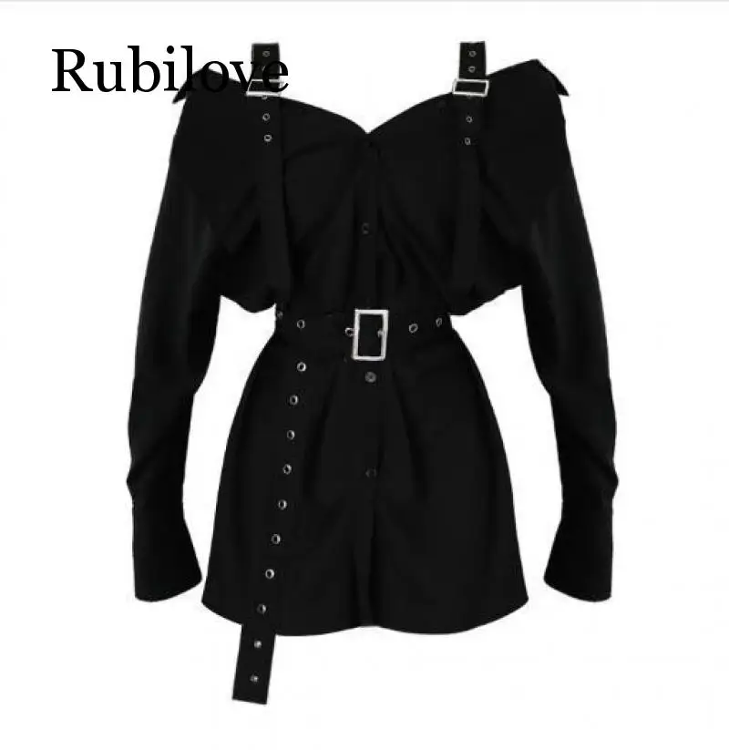Rubilove New Arrival Strapless Belt Long Sleeve Shirt Dress Women's Sexy Slash Neck Buckle Long Shirts
Rubilove New Arrival Strapless Belt Long Sleeve Shirt Dress Women's Sexy Slash Neck Buckle Long Shirts