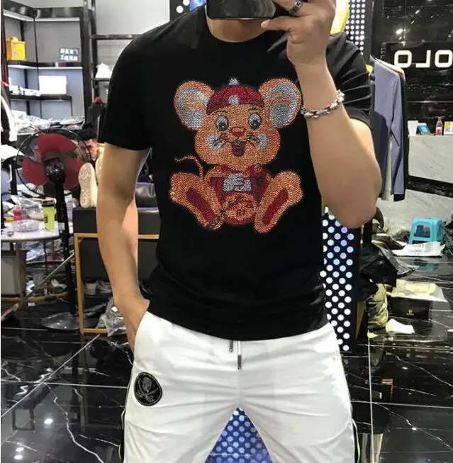 T-Shirt Men Men Diamonds Tshirt Men's Casual black Short Sleeveman and women Hot drill Male Streetwear
T-Shirt Men Men Diamonds Tshirt Men's Casual black Short Sleeveman and women Hot drill Male Streetwear